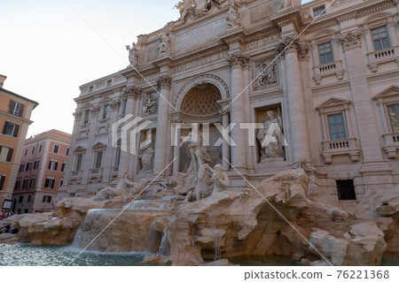 Panoramic view of Trevi Fountain in the Trevi district in Rome Panoramic view of Trevi Fountain in the Trevi district in Rome 76221368