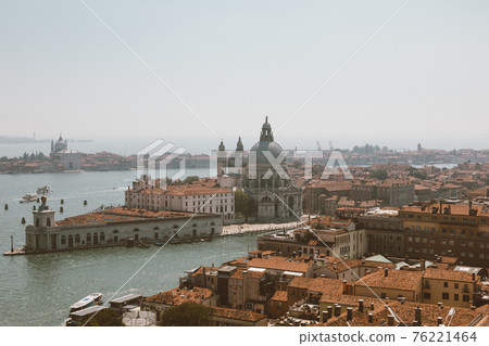 Panoramic view of Venice city and Basilica di Santa Maria della Salute 76221464