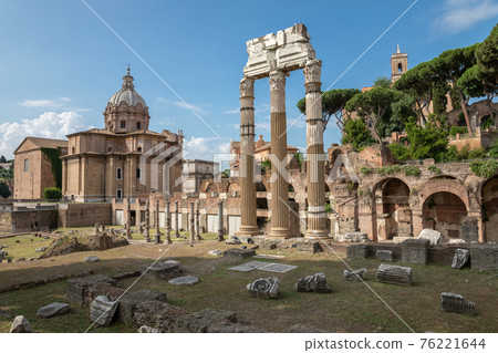 Panoramic view of temple of Venus Genetrix is a ruined temple, forum of Caesar 76221644