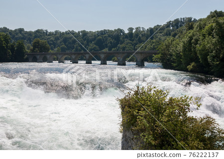 The Rhine Falls is the largest waterfall in Europe in Schaffhausen, Switzerla 76222137