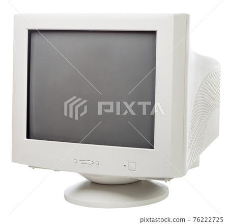 Old CRT computer monitor isolated on white 76222725