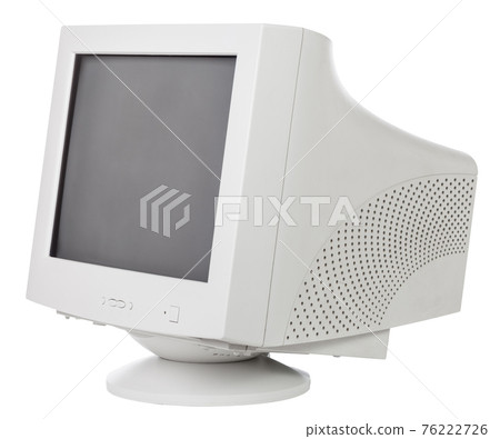 Old CRT computer monitor isolated on white Old CRT computer monitor isolated on white 76222726