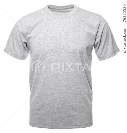 Grey heathered shortsleeve cotton tshirt on invisible mannequin isolated Grey heathered shortsleeve cotton tshirt on invisible mannequin isolated 76223529