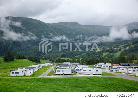 Camper trailers at norwegian holiday RV park Camper trailers at norwegian holiday RV park 76223544