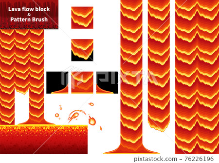 Side-scrolling game flowing lava_blocks and pattern brushes_illustration material 76226196