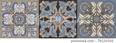 Portuguese azulejo ceramic tile pattern. Mediterranean traditional ornament. Portuguese azulejo ceramic tile pattern. Mediterranean traditional ornament. 76226308