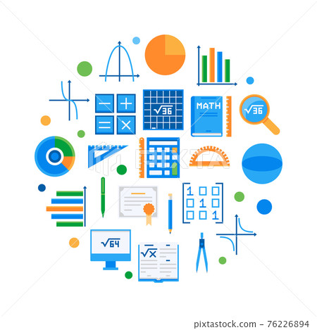 Mathematics and science round flat vector illustration Mathematics and science round flat vector illustration 76226894