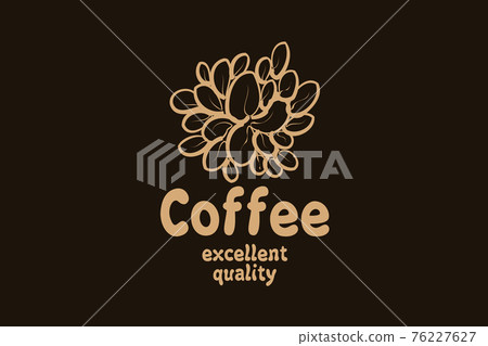 Vector logo with coffee beans drawn on a dark background Vector logo with coffee beans drawn on a dark background 76227627