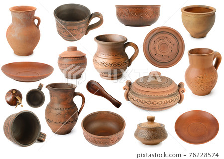 Set ceramics from different angles isolated on white Set ceramics from different angles isolated on white 76228574