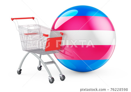 Shopping cart with transgender flag, 3D rendering 76228598