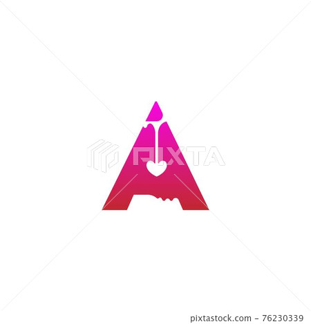 Letter A logo icon with melting love symbol design template 76230339