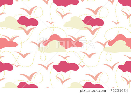 Seagull seamless pattern in the cloudy sky 76231684