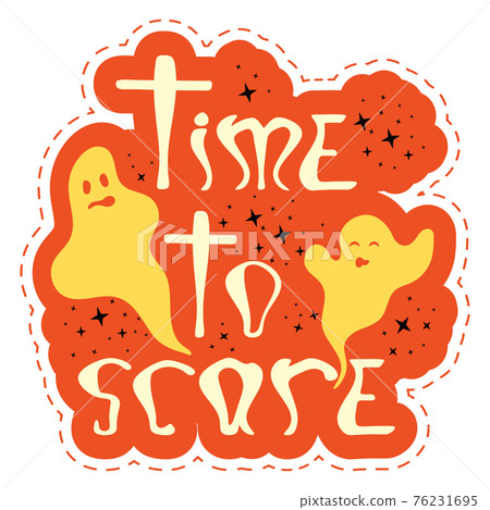 Halloween sticker with dashed line - time to scare 76231695