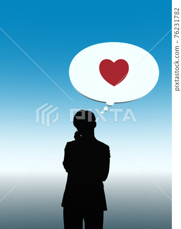 一個男人的剪影上半身患有浪漫 CG 插圖垂直 76231782