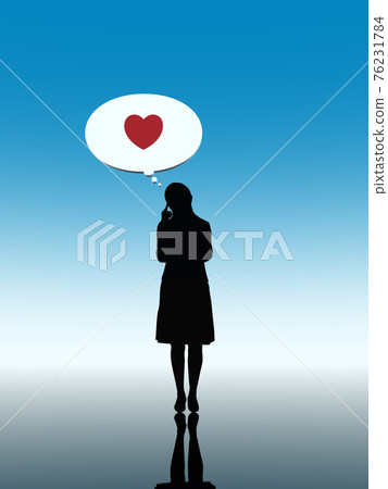 Silhouette of a woman suffering from romance Whole body CG illustration Vertical Silhouette of a woman suffering from romance Whole body CG illustration Vertical 76231784