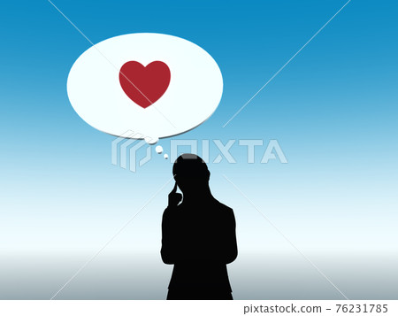Silhouette upper body of a woman suffering from romance CG illustration side Silhouette upper body of a woman suffering from romance CG illustration side 76231785