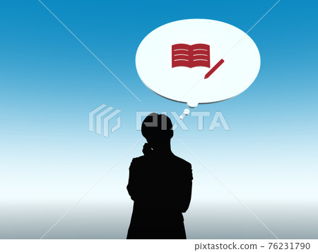 Silhouette upper body of a man who is worried about studying CG illustration side Silhouette upper body of a man who is worried about studying CG illustration side 76231790