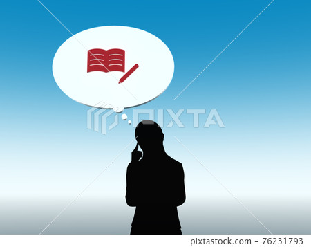 Silhouette of a woman who is worried about studying Upper body CG illustration side Silhouette of a woman who is worried about studying Upper body CG illustration side 76231793