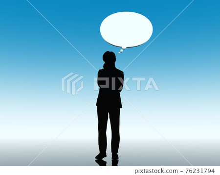The silhouette of a worried man, the whole body, next to the CG illustration The silhouette of a worried man, the whole body, next to the CG illustration 76231794