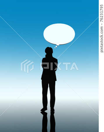 一個擔心的人 CG 插圖垂直的全身輪廓 一個擔心的人 CG 插圖垂直的全身輪廓 76231795