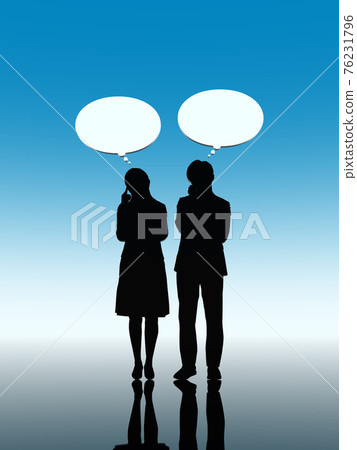 憂心忡忡的男女 CG 插圖垂直全身剪影 憂心忡忡的男女 CG 插圖垂直全身剪影 76231796