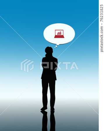 Silhouette of a man suffering from work Whole body CG illustration Vertical Silhouette of a man suffering from work Whole body CG illustration Vertical 76231825