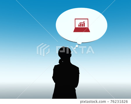 Silhouette upper body of a man suffering from work CG illustration side Silhouette upper body of a man suffering from work CG illustration side 76231826