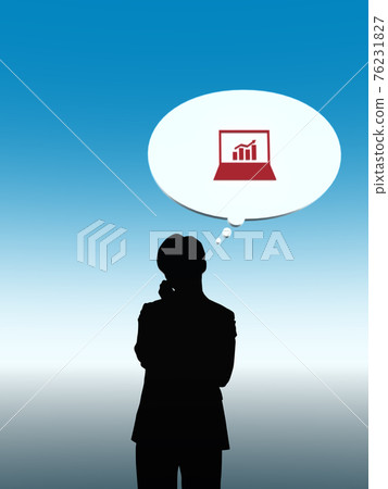 Silhouette upper body of a man suffering from work CG illustration vertical Silhouette upper body of a man suffering from work CG illustration vertical 76231827