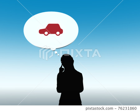Silhouette of a woman suffering from a car Upper body CG illustration side Silhouette of a woman suffering from a car Upper body CG illustration side 76231860
