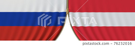 Russia and Austria political cooperation or conflict, flags and closing or opening zipper, conceptual 3D rendering Russia and Austria political cooperation or conflict, flags and closing or opening zipper, conceptual 3D rendering 76232016
