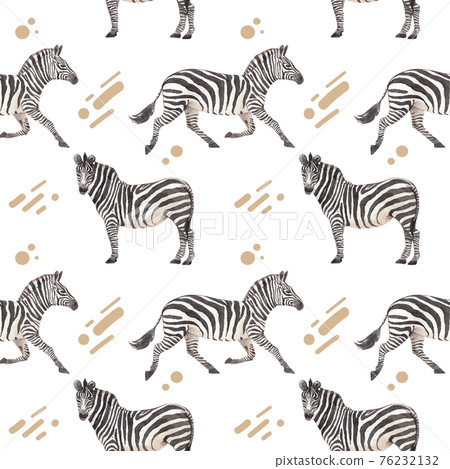 Savanna with animals pattern watercolor 76232132