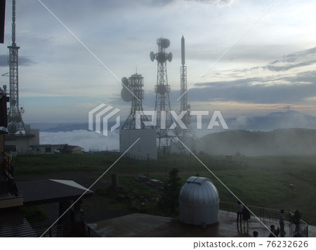 A radio tower overlooking the haze in the early morning of Ougatou, Nagano Prefecture 76232626