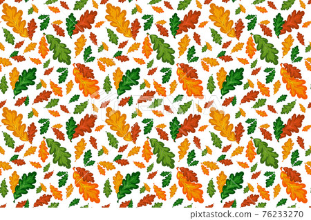 Colorful oak leaves vector seamless pattern in autumn palette. Hand drawing fall floral background.  76233270