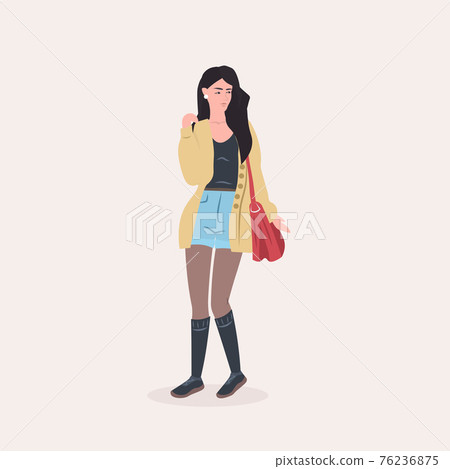 beautiful woman standing pose female cartoon character in fashion clothes full length flat beautiful woman standing pose female cartoon character in fashion clothes full length flat 76236875