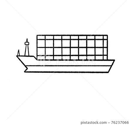 Line drawing illustration of container ship - Stock Illustration ...