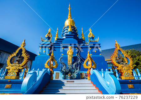 Beautiful of blue temple Wat Rong Sua Ten the amazing temple. Beautiful of blue temple Wat Rong Sua Ten the amazing temple. 76237229