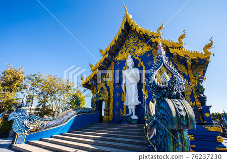 Beautiful of blue temple Wat Rong Sua Ten the amazing temple. Beautiful of blue temple Wat Rong Sua Ten the amazing temple. 76237230