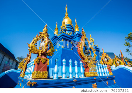 Beautiful of blue temple Wat Rong Sua Ten the amazing temple. Beautiful of blue temple Wat Rong Sua Ten the amazing temple. 76237231