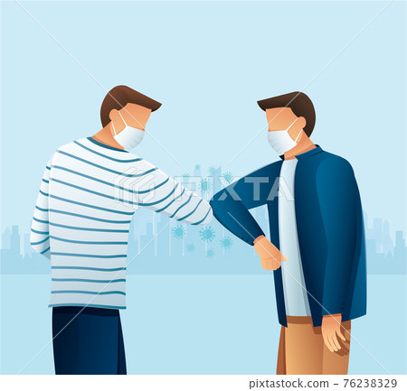 Elbow bump concept. Safe greeting to prevent Covid-19 coronavirus Elbow bump concept. Safe greeting to prevent Covid-19 coronavirus 76238329
