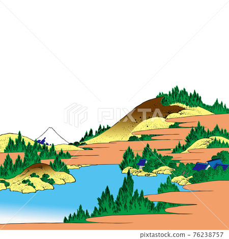 Katsushika Hokusai image Sagami Hakone lake water bright version square white background 76238757