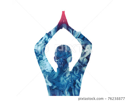 double exposure silhouette blue smoke cloud woman 76238877