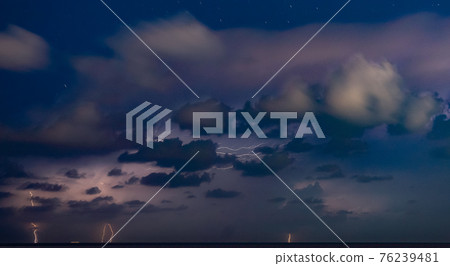 Lightning storm om Mediterranean Sea Lightning storm om Mediterranean Sea 76239481
