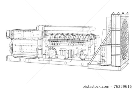 Large industrial diesel generator. Vector Large industrial diesel generator. Vector 76239616