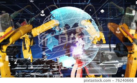 Smart industry robot arms modernization for digital factory tech Smart industry robot arms modernization for digital factory tech 76240666