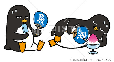 Popsicles Penguins eating shaved ice Popsicles Penguins eating shaved ice 76242399