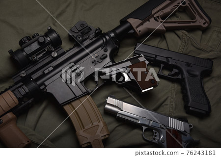 Weapons and military equipment for army, Assault rifle gun (M4A1) and pistol 76243181