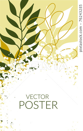 Natural background with colored leaves in pastel colors.Dots textured poster with place for text. Modern flat design for packaging, advertising,social networks. Vector Natural background with colored leaves in pastel colors.Dots textured poster with place for text. Modern flat design for packaging, advertising,social networks. Vector 76243285