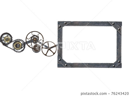 Metallic frame with vintage machine gears and cogwheel Metallic frame with vintage machine gears and cogwheel 76243420