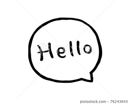 你好/可愛的語音氣泡字符的手寫字符插圖 76243643