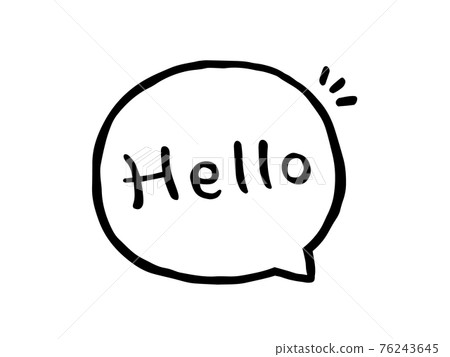 你好/可愛的語音氣泡字符的手寫字符插圖 76243645